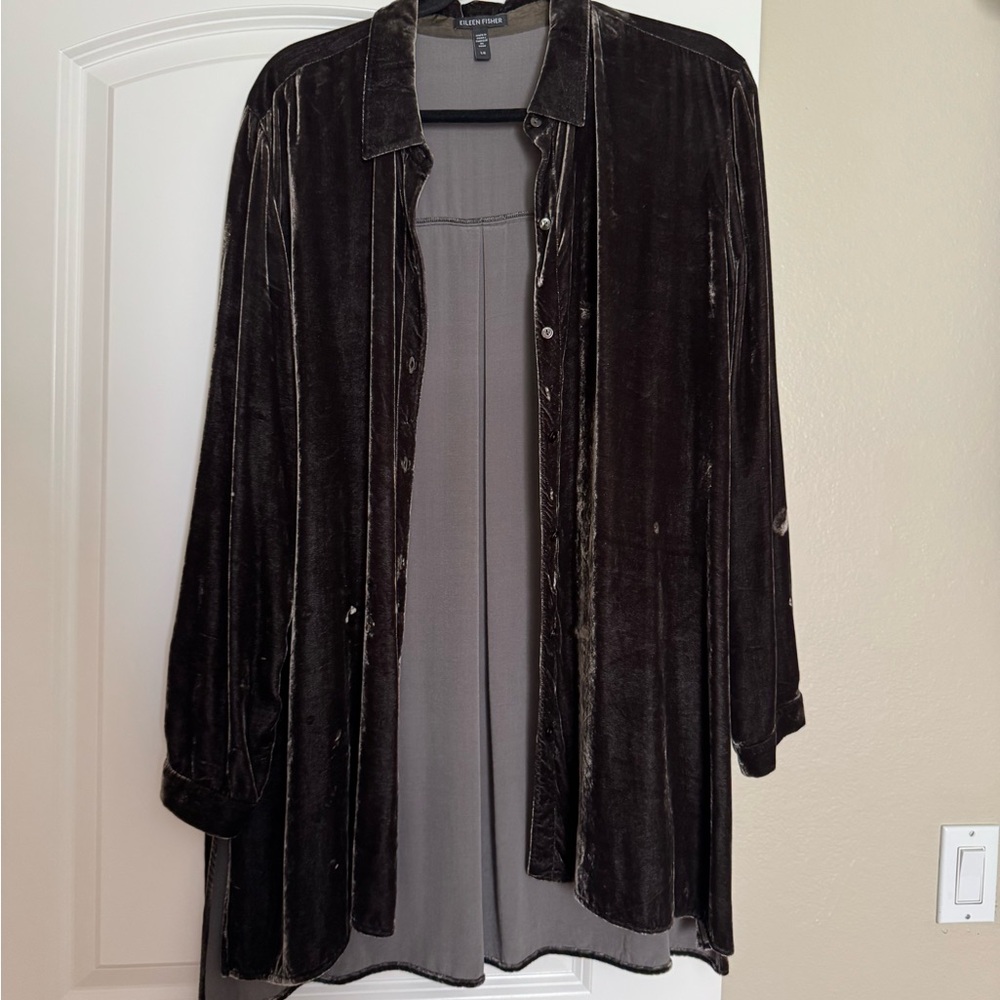 Eileen Fisher Brown Velvet Shirt